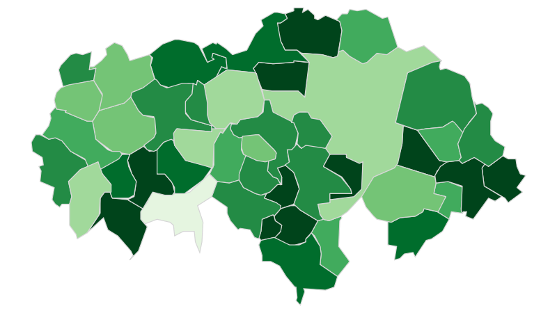 Mappa del Monferrato con comuni virtuosi evidenziati